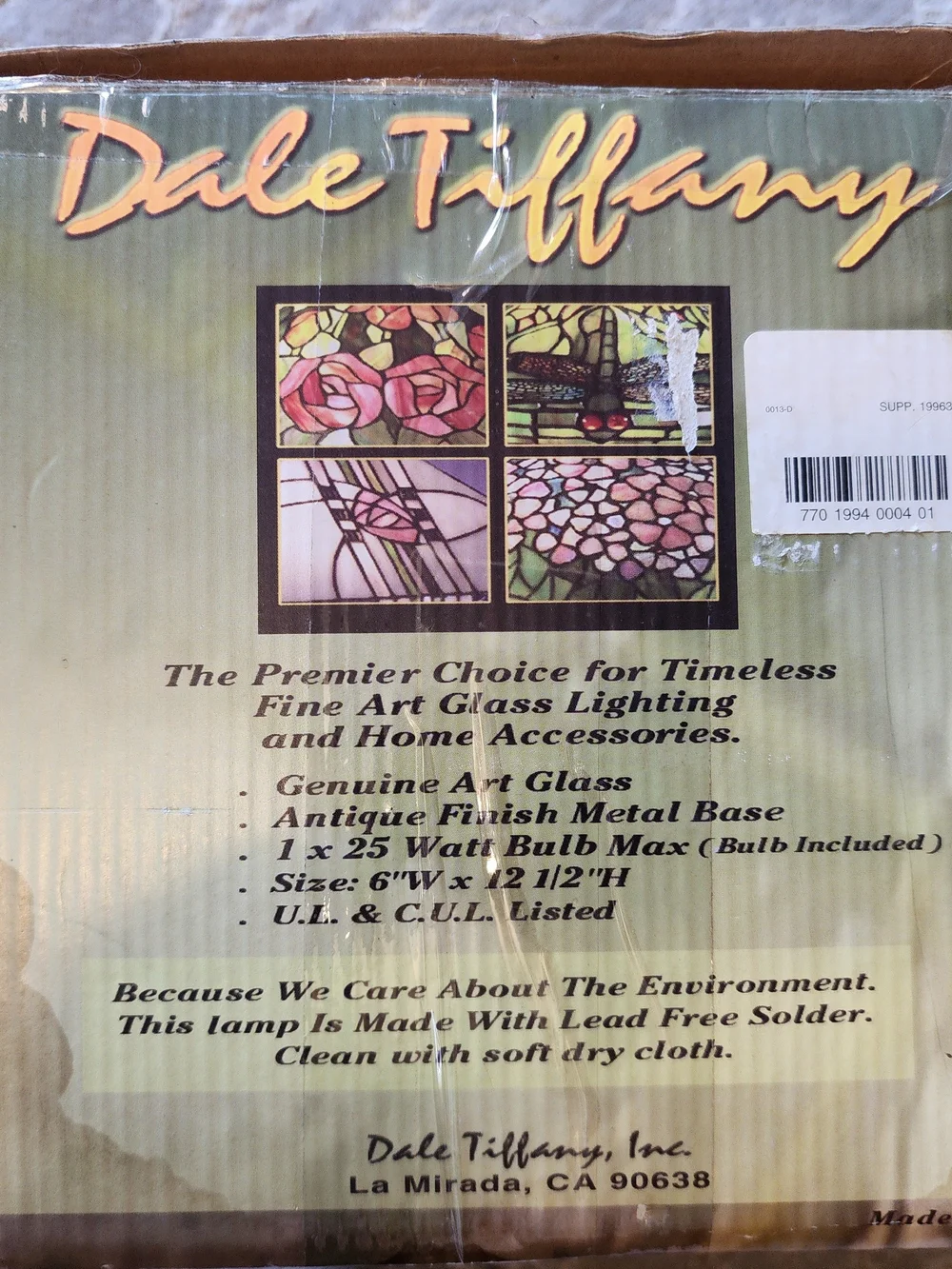 Dale Tiffany Apple Blossom Tiffany Style Stained Glass Lamp  NEW